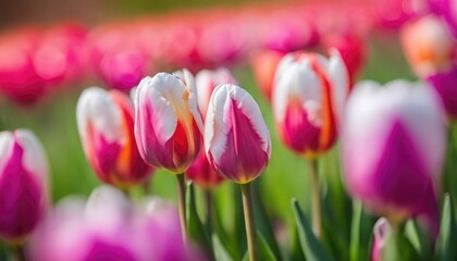 Vibrant tulip garden in bloom - 782281518