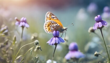 Serene butterfly on purple wildflowers - 782281557