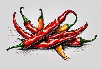 Assorted fresh chili peppers on white background - 782281756