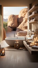 Bathroom with a Desert View
