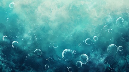 Underwater scene with air bubbles and light rays - obrazy, fototapety, plakaty