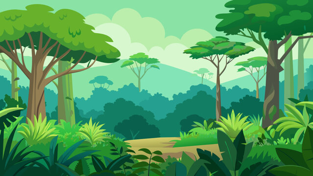 a-backdrop-of-a-jungle-or-rainforest-with-distant background