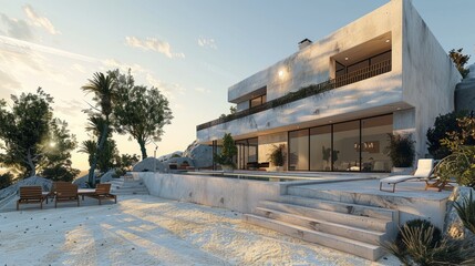 Modern Minimalist Concrete Beach House with Pool