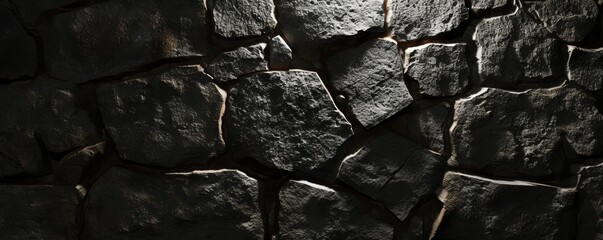 Textured stone wall in dim lighting