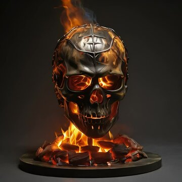 The fire was burning a human skull Ai generate.
