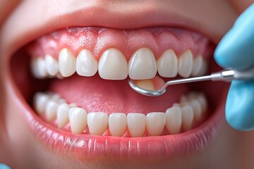 Yearly dental check up on a healthy looking mouth, ai generated