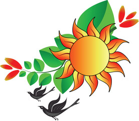 Sri Lankan Traditional Sun Face line art drawing. Sinhala and Tamil New Year element