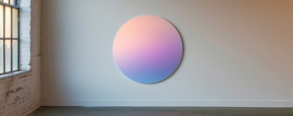 Abstract colorful gradient circle on an empty gallery wall