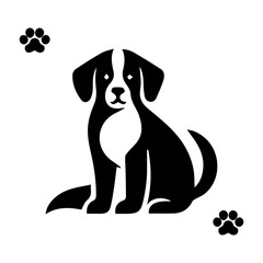 Fototapeta premium Vector silhouette of dog on white background.