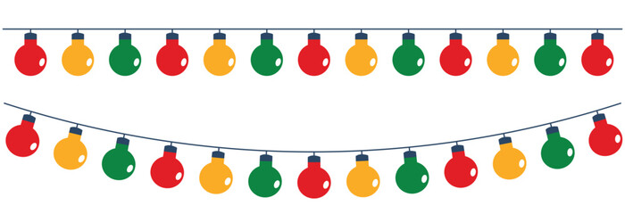 Flags and light bulbs for birthday. Festive decorations for holiday or festival. Vector  illustration. EPS 10