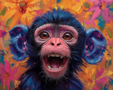 Cartoon of a cheeky monkey, playful antics captured in vibrant colors