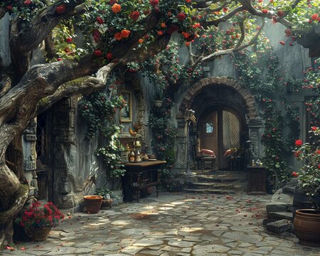 Film scenery, a picturesque set ready for the silver screen