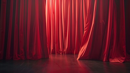 Red theater curtain, stage curtain in the theater, stage podium the blank for the performance is free