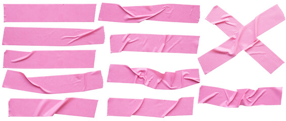 Pink adhesive sticky tapes set isolated on white background - 782288977