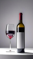 Bottle of red wine isolated on white with a copy space
