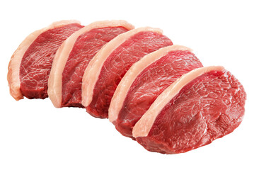 fatia de carne bovina crua isolado em fundo transparente - picanha bovina fatiada