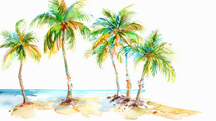 illustration of palm trees on the beach