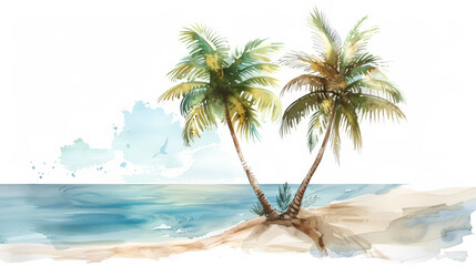 illustration of palm trees on the beach