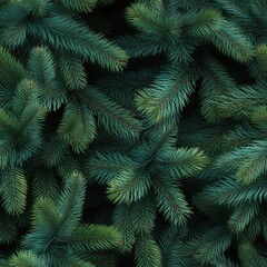 Christmas Tree Background with Natural Colorado Blue Spruce Twigs, Lush Coniferous Pattern