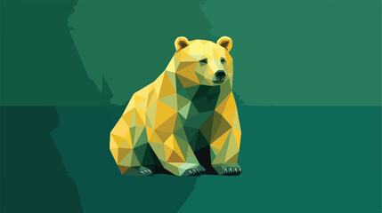 Bear of the triangles on a green background 2d flat