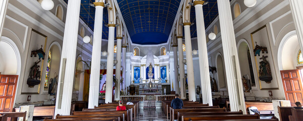 San Jose, Costa Rica -March 7, 2024: Interior of Our lady of Soltitude catholic church in baroque...