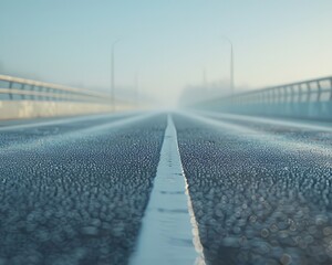 highway with perspective on a frosty day.  space for text