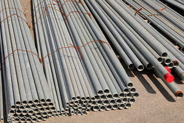 Obraz premium iron pipe storage for energy infrastructure network implementation