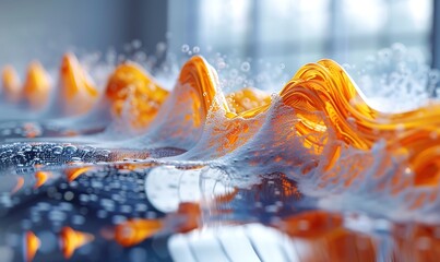 CFD visualizations showcasing manufacturing engineering's fluid dynamics simulations. Witness intricate fluid behavior in a concise view - obrazy, fototapety, plakaty