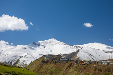 Mountain village Xinaliq (Khinalug) in the Caucasus mountains. Guba region, Azerbaijan