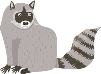 Racoon Animal cartoon illustration Vector scalable design Colorful and cute nursery decor Gray