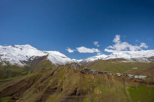Mountain village Xinaliq (Khinalug) in the Caucasus mountains. Guba region, Azerbaijan