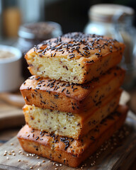 Caraway seed cake. Seed cake is a traditional British cake flavoured with caraway or other flavoursome seeds - 782292502