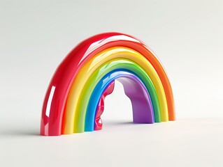 A rainbow sculpture is shown on a white background.