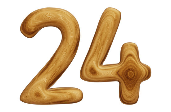 Wooden number 24 for math, education and business concept