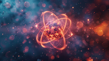 Abstract image of atom - quantum effects, thermonuclear fission concept