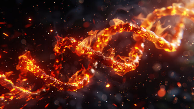 Abstract image of DNA spiral in flames - concept of teratogenic effects
