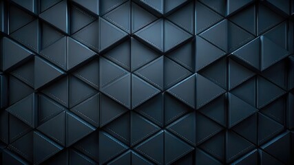 Futuristic, High Tech, dark background, with a triangular block structure. Wall texture with a 3D triangle tile pattern. 3D render - obrazy, fototapety, plakaty