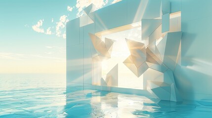 Abstract Architectural Elements: A 3D vector illustration of a window frame