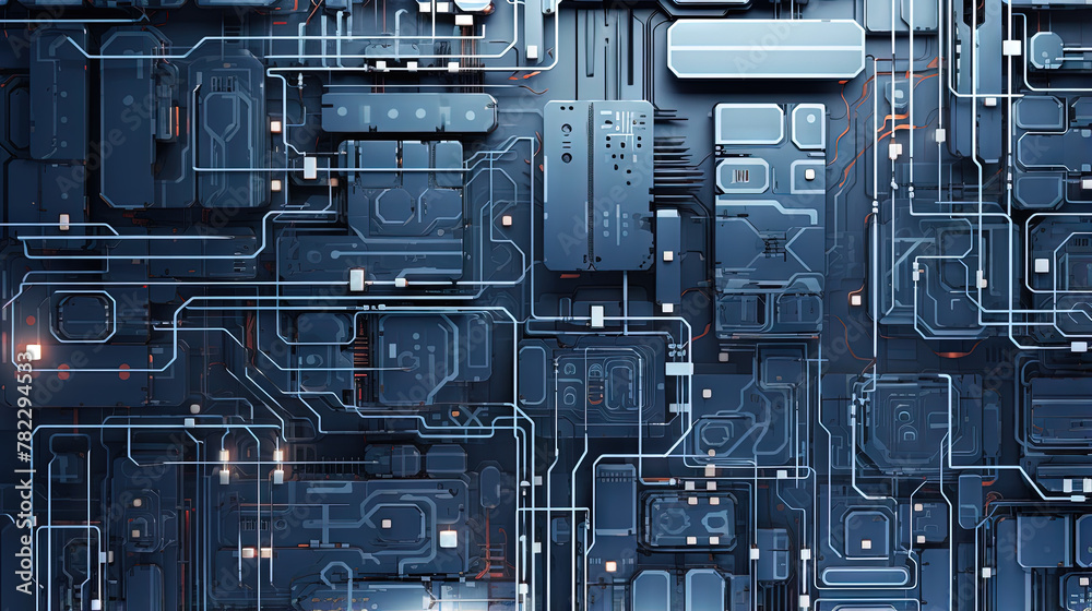 Aufkleber background with metallic panels texture, wires and circuit. spaceship hull wall technology backgroun