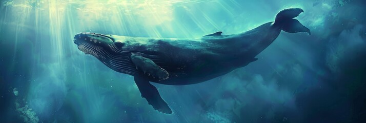 Naklejka premium A whale is swimming in the ocean by AI generated image