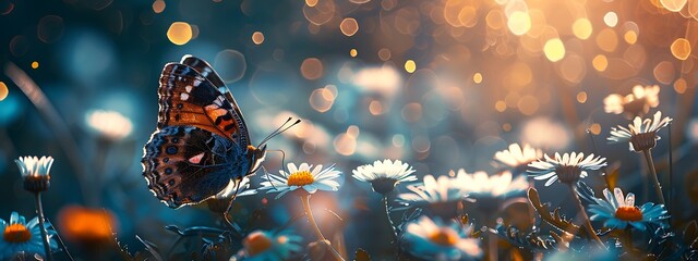 Spring Garden Floral Beauty: Flower and Butterfly Background