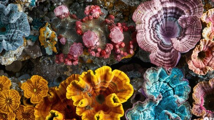 Colorful beautiful marine corals, underwater plants