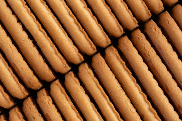 Close up of a stack of cookies as a background. macro.