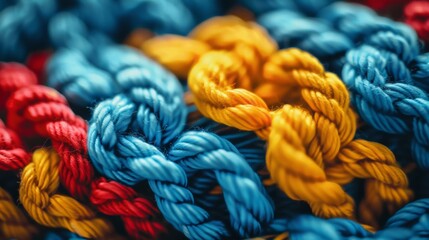 A close up of a bunch of different colored ropes, AI - Powered by Adobe