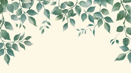 Simple Borders: A vector graphic of a border with a leafy vine pattern - obrazy, fototapety, plakaty