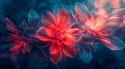 Close Up of Flower on Blue Background - obrazy, fototapety, plakaty