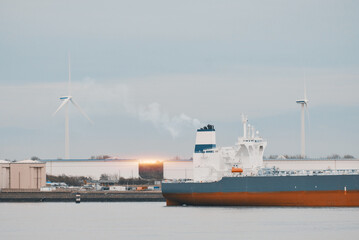 Very Large Crude Oil Carrier Tanker In The Trade Port During Bunkering Fuel Operations. © I am from Mykolayiv