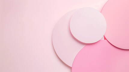 There are soft pink circles on a pink background. Banner with copyspace