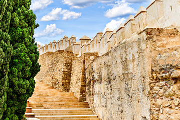 Views of the beautiful Monumental Complex of La Alcazaba in Almeria, Spain