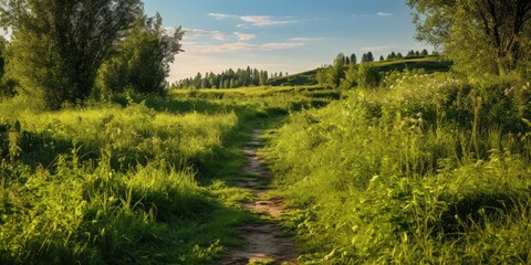 Fototapeta premium Rural Trail Overgrown with Grass